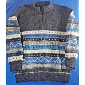 Vintage Alpaca 100% Wool Knit Sweater Men's Size Large Knitwear handmade